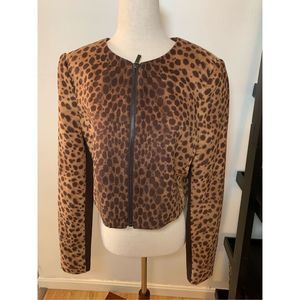 Bcbg animal print jacket size m cropped